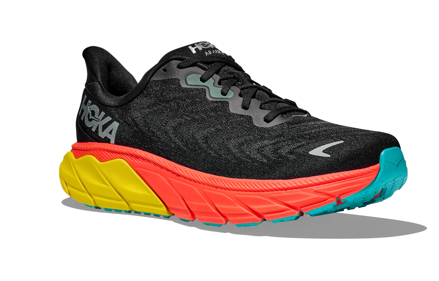 HOKA Men's Arahi 6 HOKA Men's Arahi 6 -marathonsports shop hoka mens arahi 6 running shoe black red yellow 2