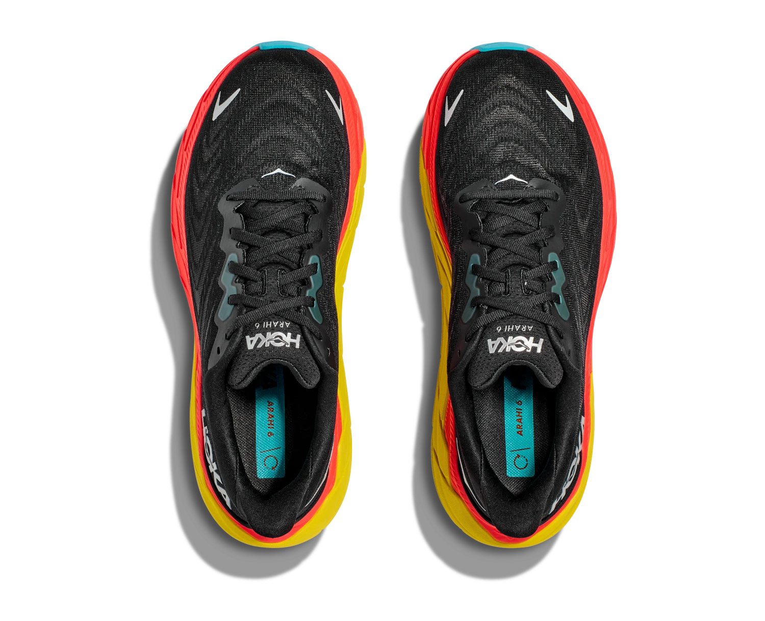 HOKA Men's Arahi 6 HOKA Men's Arahi 6 -marathonsports shop hoka mens arahi 6 running shoe black red yellow 3